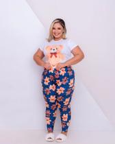 Pijama Longo Plus Size de calça e camiseta feminino Pijama Longo Plus Size de calça e camiseta feminino