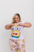 Pijama Longo Plus Size de calça e Camiseta Feminino Minions