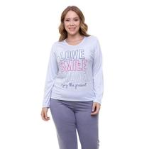 Pijama Longo Plus Size Poliviscose Doce Luar 5221 Love