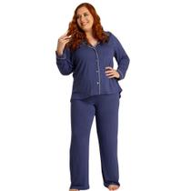 Pijama Longo Plus Size Viscose Maví 830-2001 Abertura Frontal