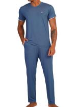 Pijama Longo Podiun 258116 Masculino Gola V Viscolycra T. M/GG