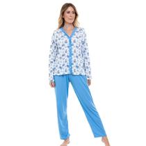 Pijama Longo Poliviscose Floral NVD 055 Aberto Pijama Longo Poliviscose Floral NVD 055 Aberto