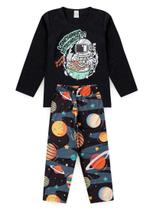 Pijama Longo Preto Infantil Menino Lanchinho Astronauta Pijama Longo Preto Infantil Menino Lanchinho Astronauta