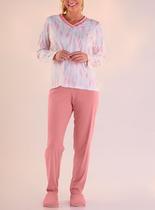 Pijama Longo Pzama 050218 Feminino Com Decote V Algodão T. P/EG Pijama Longo Pzama 050218 Feminino Com Decote V Algodão T. P/EG