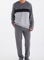 Pijama Longo Pzama 060215 Masculino Recortes Meia Malha T. M/GG