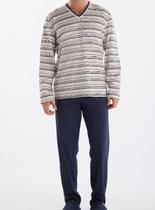 Pijama Longo Pzama 060226 Masculino Listrado Meia Malha T. M/GG