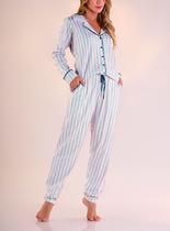 Pijama Longo Pzama 100189 Feminino Abertura Frontal Algodão T. P/EG