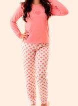 Pijama Longo Samara 2863 Feminino Corações Viscose T. M/GG