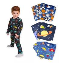 Pijama Longo Soft Inverno Estampado Sortido Menino Poliéster