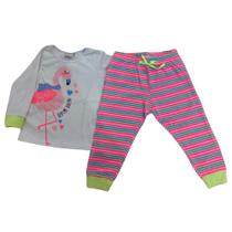 Pijama Longo Tink Bink Fem Infantil Branco e Listra