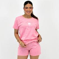 Pijama Lua Encantada Manga Curta com Shorts e Necessaire Lua Encantada Feminino