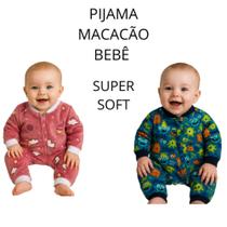 Pijama Macacão Bebê Super Soft Quentinho Ziper Diagonal Pijama Macacão Bebê Super Soft Quentinho Ziper Diagonal