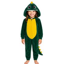 Pijama Macacão Dinossauro Fantasia Soft Fleece Quentinho Pijama Macacão Dinossauro Fantasia Soft Fleece Quentinho
