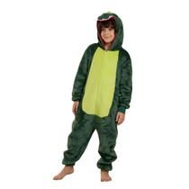 Pijama Macacão Dinossauro Infantil De 8 A 7 Anos Zona Criativa Kigurumi Confortável Licenciado Cor:VerdeTamanho:7-8 Ano