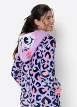 Pijama Macacão Fantasia Soft Feminino Onça Puket Cor:LAVANDATamanho:GG Pijama Macacão Fantasia Soft Feminino Onça Puket Cor:LAVANDATamanho:GG