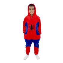 Pijama Macacão Homem Aranha Marvel Infantil De 7 A 8 Anos Zona Criativa Kigurumi Confortável Licenciado Cor:VermelhoTam