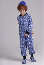 Pijama macacão infantil e teen panda estrela azul- moletinho sem felpa