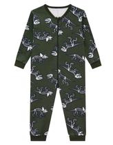 Pijama Macacão Infantil Menino Dino Verde Brandili