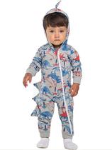 Pijama Macacão Infantil Menino Em Moletom Com Capuz Dinossauro Tam 1 a 8 - Vrasalon Pijama Macacão Infantil Menino Em Moletom Com Capuz Dinossauro Tam 1 a 8 - Vrasalon