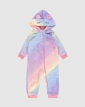 Pijama Macacão Longo Pelúcia Unicórnio Quentinho Menina