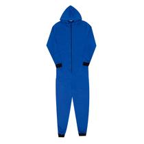 Pijama macacão masculino soft azul royal com capuz monakids