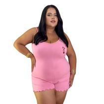 Pijama Macaquinho Plus Size Feminino Roupa de Dormir