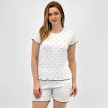 Pijama Malwee Canelado Manga Curta com Shorts Feminino