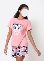 Pijama Manga Curta Algodão Feminino Vaca Romântica Puket