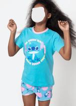 Pijama Manga Curta Algodão Menina Teen Stitch Puket