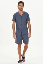 Pijama Manga Curta Com Abertura Frontal Masculino