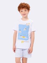 Pijama Manga Curta com Bermuda Masculino Infantil Miami Beach