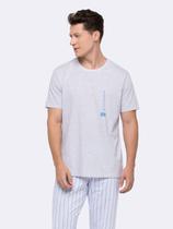 Pijama Manga Curta com Calça Masculina