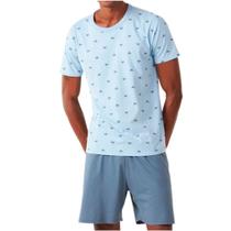 Pijama manga curta com short/bermuda masculino clássico