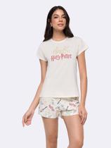 Pijama Manga Curta Feminino Harry Potter com Estampa Metalizada Pijama Manga Curta Feminino Harry Potter com Estampa Metalizada