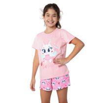 Pijama Manga Curta Gata Fada Feminino Puket 030602662