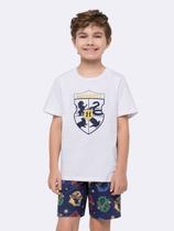 Pijama Manga Curta Hogwarts Masculino Infantil com Estampa Metalizada Pijama Manga Curta Hogwarts Masculino Infantil com Estampa Metalizada