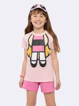Pijama Manga Curta Infantil Meninas Superpoderosas com Tapa Olho Acolchoado - Florzinha Pijama Manga Curta Infantil Meninas Superpoderosas com Tapa Olho Acolchoado - Florzinha