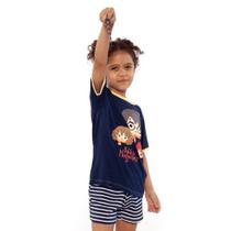 Pijama Manga Curta Kids Puket Harry Potter Azul Marinho