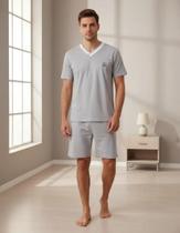 Pijama manga curta masculino básico corte grande tamanho p