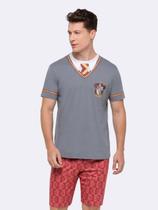 Pijama Manga Curta Masculino Grifinória Pijama Manga Curta Masculino Grifinória