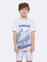 Pijama Manga Curta Masculino Infantil Ski Season Start em Malha Perfect Touch