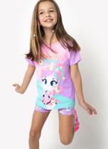 Pijama Manga Curta Puket Viscolycra Menina Teen Unicórnio Kawaii Lilas Lavanda 8 a 14 Pijama Manga Curta Puket Viscolycra Menina Teen Unicórnio Kawaii Lilas Lavanda 8 a 14