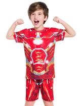 Pijama Manga Curta - Super Herói De Aço - Veggi