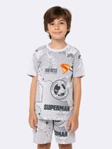 Pijama Manga Curta Superman com Kit de Canetinhas