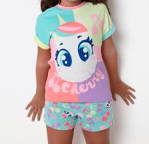 Pijama Manga Curta Viscolycra Menina Unicórnio Cherry Puket