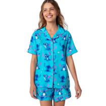 Pijama Manga Curta Viscose Feminino Stitch - Puket