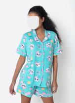 Pijama Manga Curta Viscose Feminino Unicórnio Aloha Puket