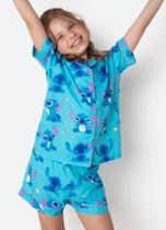 Pijama Manga Curta Viscose Menina Stitch AZUL