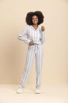 Pijama Manga Longa Aberto Checklist em Algodão - Lua Encantada