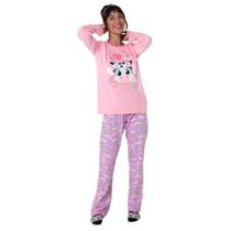 Pijama Manga Longa Algodão Feminino Vaca Patches Puket Tamanho:P
